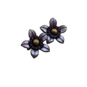 Vintage Early Plastic Double Flower Brooch (A8016)